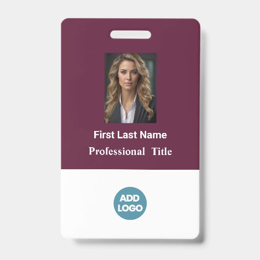 従業員カスタムIDバッジ – 名前、写真、ロゴ、... バッジ (正面)