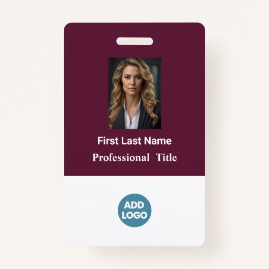 従業員カスタムIDバッジ – 名前、写真、ロゴ、... バッジ (正面)