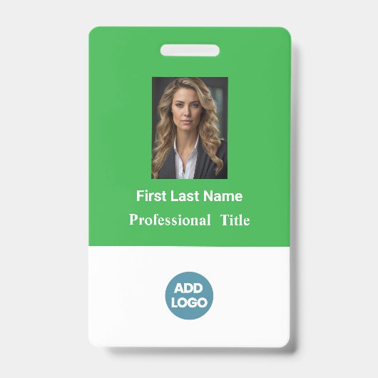 従業員カスタムIDバッジ – 名前、写真、ロゴ、... バッジ (正面)