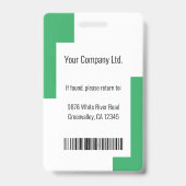 従業員カスタムIDモダンバ企業のージグリーン バッジ (裏面)