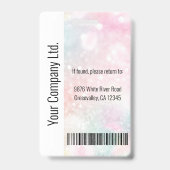 従業員カスタムID企業のバッジピンクグリッター バッジ (Back)