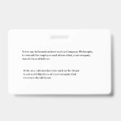 従業員カスタムID識別フォトバーコード バッジ (裏面)