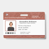 従業員カスタムID識別フォトバーコード バッジ (表面)