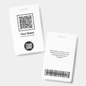 従業員カスタムQrコードバーコードロゴ名 バッジ (正面＆裏面)