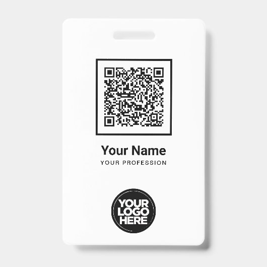 従業員カスタムQrコードバーコードロゴ名 バッジ (正面)