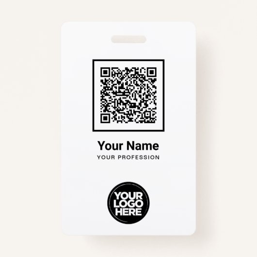 従業員カスタムQrコードバーコードロゴ名 バッジ (正面)
