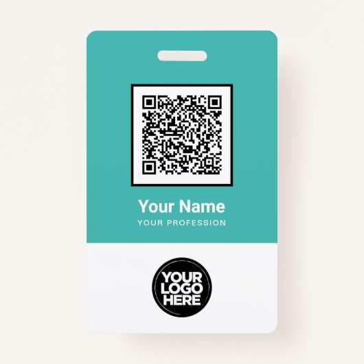 従業員カスタムQrコードバーコードロゴ名 バッジ (正面)
