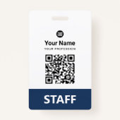 従業員カスタムQrコード、バーコード、ロゴ、名前 バッジ (正面)