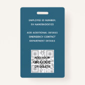 従業員カラフルの写真名QRスキャンバーコード バッジ (裏面)