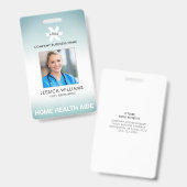 従業員グリーングラデーション編集可能な職業写真 バッジ (正面＆裏面)