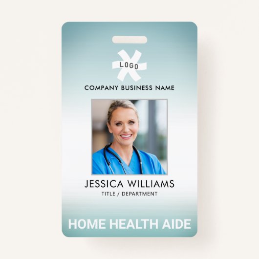 従業員グリーングラデーション編集可能な職業写真 バッジ (正面)