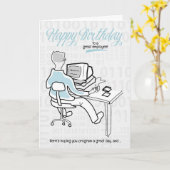 従業員コンおもしろいピュータガイ誕生日 カード (黄色い花)