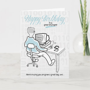 従業員コンおもしろいピュータガイ誕生日 カード