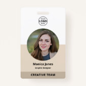 従業員サークル写真QRコードベージュ バッジ (正面)