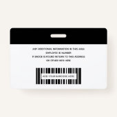 従業員シンプルロゴのフォトバーコードID バッジ (裏面)