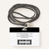 従業員シンプルロゴのフォトバーコードID バッジ (裏面ランヤード)