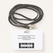 従業員シンプルロゴのフォトバーコードID バッジ (裏面ランヤード)