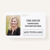 従業員シンプルロゴのフォトバーコードID バッジ (正面)