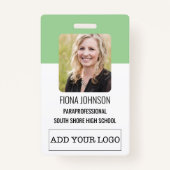 従業員シンプルロゴの写真IDバーコード バッジ (正面)