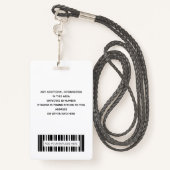 従業員シンプルロゴの写真IDバーコード バッジ (裏面ランヤード)