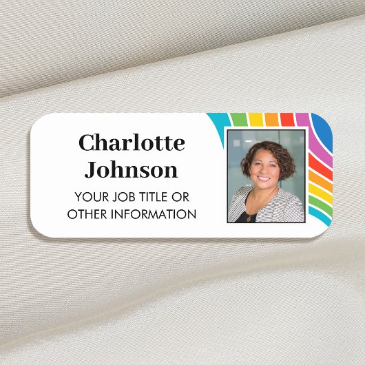 従業員スタイリッシュ写真IDレインボーウェーブカスタム 名札
