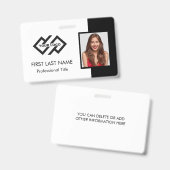 従業員スタッフID |ティール（緑がかった色）ロゴ写真IDバッジ バッジ (Front & Back)