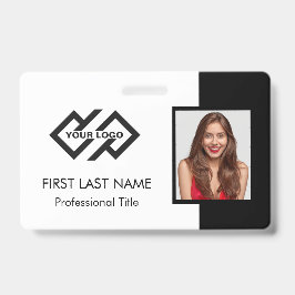 従業員スタッフID |ティール（緑がかった色）ロゴ写真IDバッジ バッジ