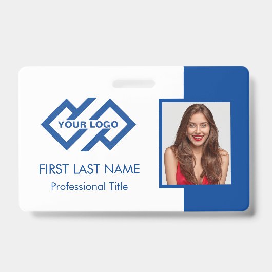 従業員スタッフID |ティール（緑がかった色）ロゴ写真IDバッジ バッジ (正面)