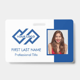 従業員スタッフID |ティール（緑がかった色）ロゴ写真IDバッジ バッジ