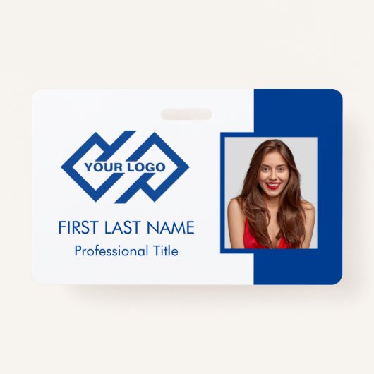 従業員スタッフID |ティール（緑がかった色）ロゴ写真IDバッジ バッジ (正面)