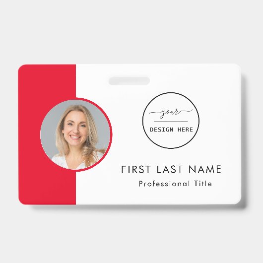 従業員スタッフID |ティール（緑がかった色）ロゴ写真IDバッジ バッジ (正面)