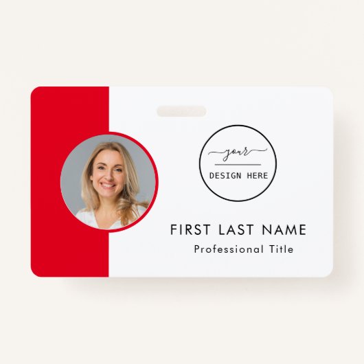 従業員スタッフID |ティール（緑がかった色）ロゴ写真IDバッジ バッジ (正面)