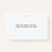 従業員スタッフID |ティール（緑がかった色）ロゴ写真IDバッジ バッジ (裏面)