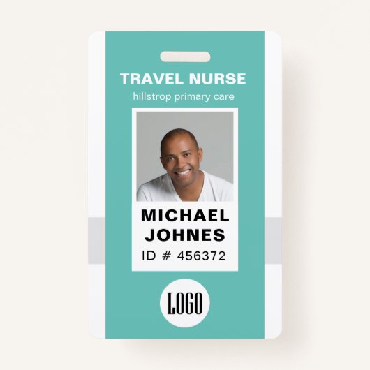 従業員ナースの写真とロゴ名のバッジ バッジ (正面)