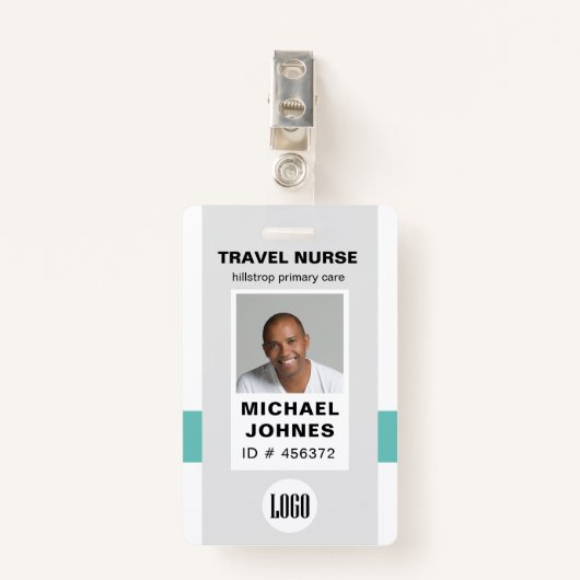 従業員ナースの写真とロゴ名のバッジ バッジ (正面クリップ)