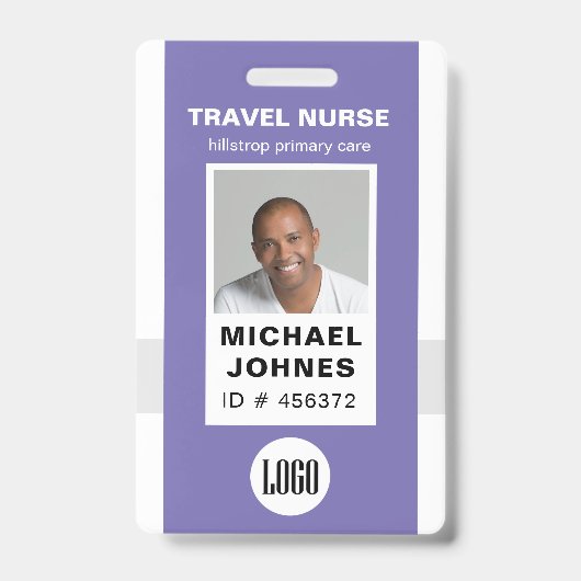 従業員ナースの写真とロゴ名のバッジ バッジ (正面)