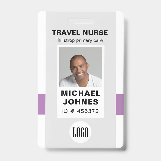 従業員ナースの写真とロゴ名のバッジ バッジ (正面)