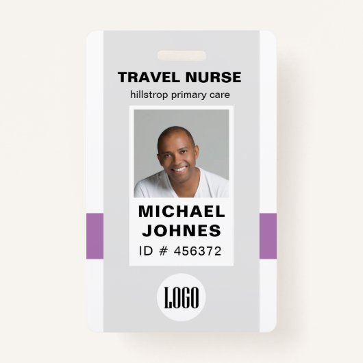 従業員ナースの写真とロゴ名のバッジ バッジ (正面)