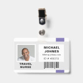 従業員バーコードの写真名タグ バッジ (正面 （クリップ付）)