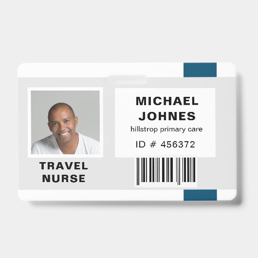 従業員バーコードの写真名タグ バッジ (正面)