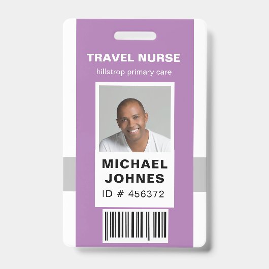 従業員バーコードの写真名タグ バッジ (表面)