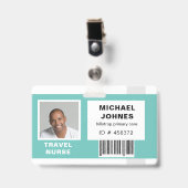 従業員バーコードの写真名タグ バッジ (正面 （クリップ付）)