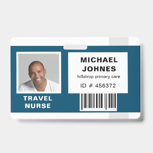 従業員バーコードの写真名タグ バッジ (正面)