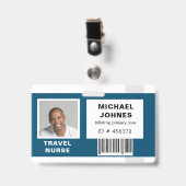 従業員バーコードの写真名タグ バッジ (正面 (クリップ付))