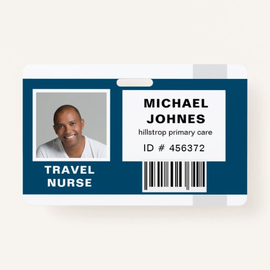 従業員バーコードの写真名タグ バッジ (正面)