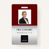 従業員バーコードロゴ名スキャナーグレーブルゴーニュ バッジ (正面)