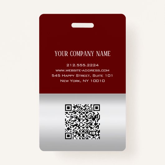 従業員バーコードロゴ名スキャナーグレーブルゴーニュ バッジ (裏面)