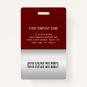 従業員バーコードロゴ名スキャナーグレーマルーン バッジ (裏面)