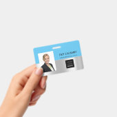 従業員バーコードロゴ名スキャナーグレー海 バッジ (手持ち)