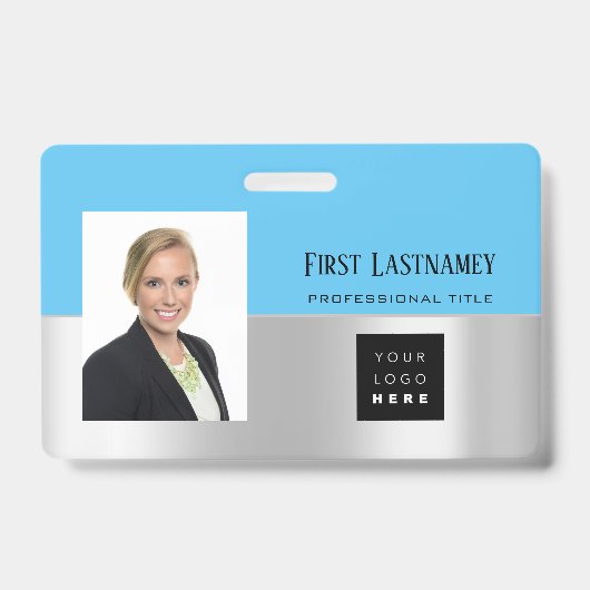 従業員バーコードロゴ名スキャナーグレー海 バッジ (正面)